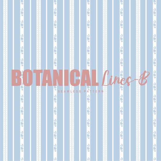 Pattern Print Botanical Bloom Blossoms Lines Light Blue