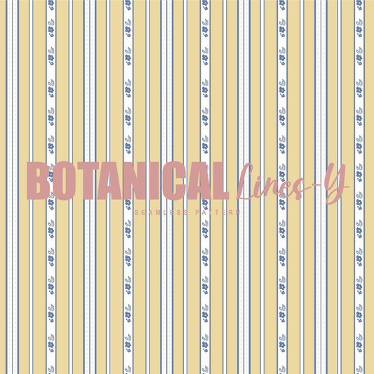 Pattern Print Botanical Bloom Blossoms Lines Yellow