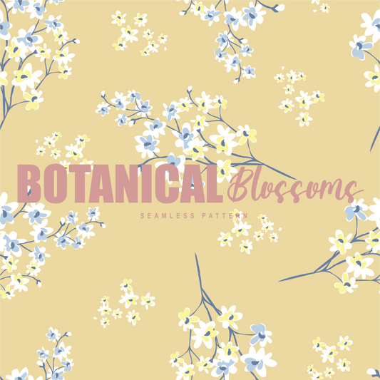 Pattern Print Botanical Bloom Blossoms Yellow