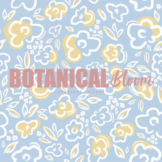 Pattern Print Botanical Bloom Light Blue