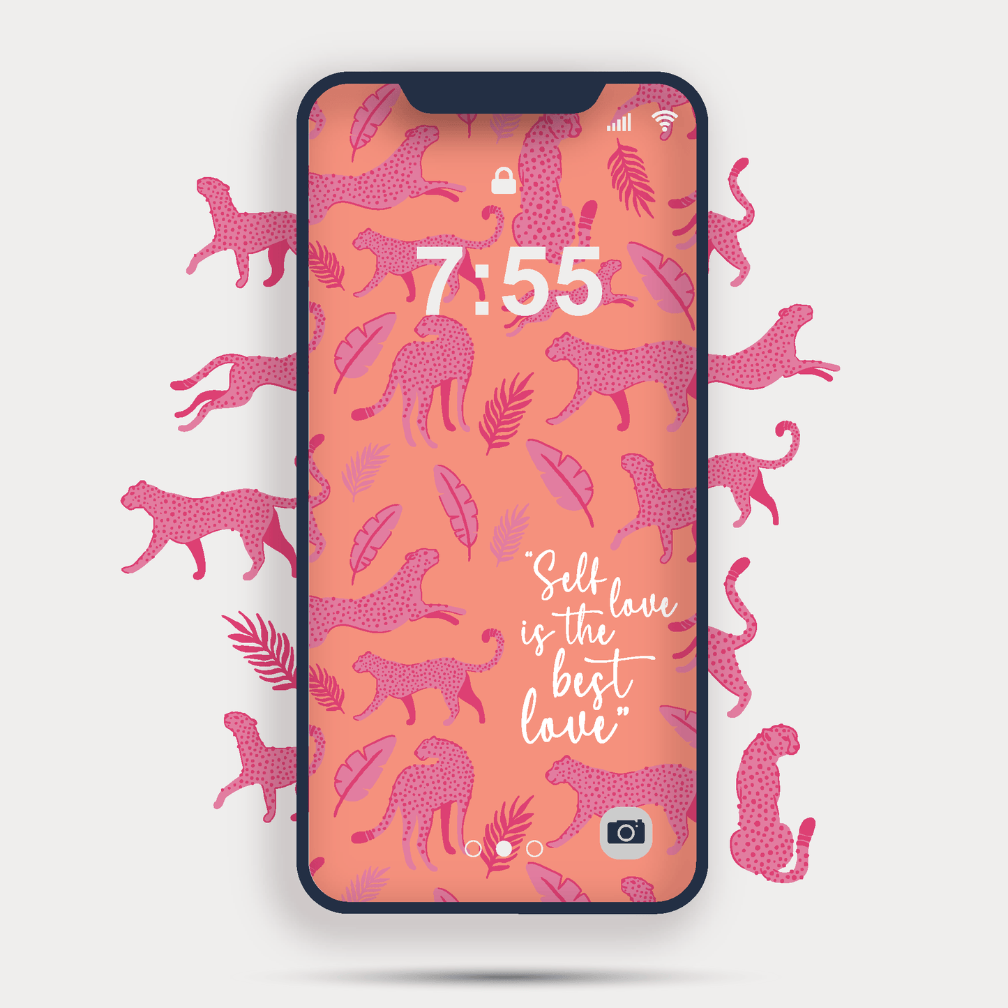 Mobile Print Coral Self Love Leopard