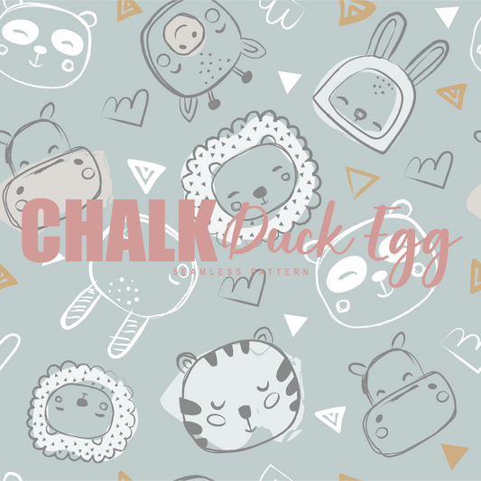 Pattern Print Duck Egg Chalk Friends