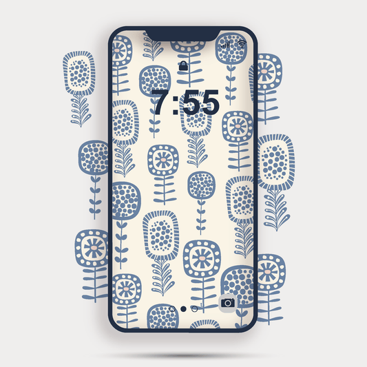 Mobile Print Soft Denim Botanical